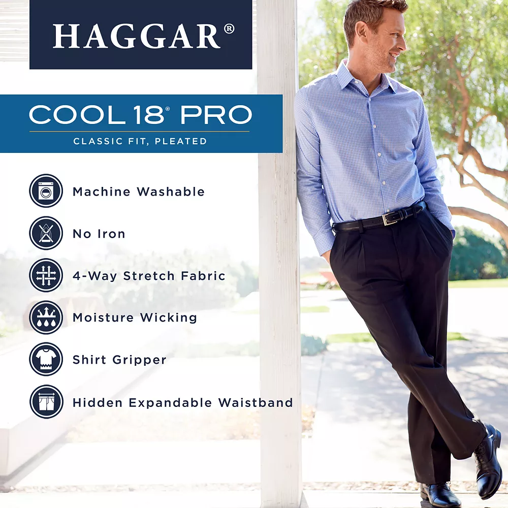 Men's Haggar® Cool 18® PRO Classic-Fit Wrinkle-Free Pleated Expandable Waist Pants 6 Men's Haggar® Cool 18® PRO Classic-Fit Wrinkle-Free Pleated Expandable Waist Pants - Image 4
