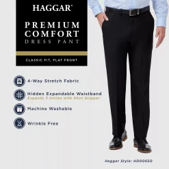 Men’s Haggar® Premium Comfort Expandable-Waist Classic-Fit Stretch Flat-Front Dress Pants -Haggar Sales 3077966 ALT5