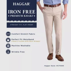 Men's Haggar® Iron Free Premium Khaki™ Straight-Fit Flat Front Perfect Fit Waistband Casual Pant 13 Men's Haggar® Iron Free Premium Khaki™ Straight-Fit Flat Front Perfect Fit Waistband Casual Pant -Haggar Sales 3716820 ALT99