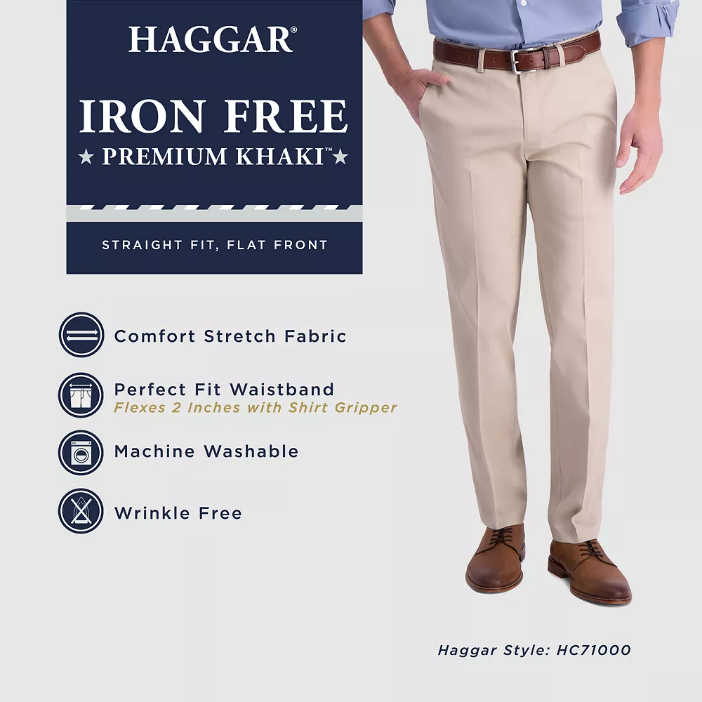Men's Haggar® Iron Free Premium Khaki™ Straight-Fit Flat Front Perfect Fit Waistband Casual Pant 8 Men's Haggar® Iron Free Premium Khaki™ Straight-Fit Flat Front Perfect Fit Waistband Casual Pant - Image 6