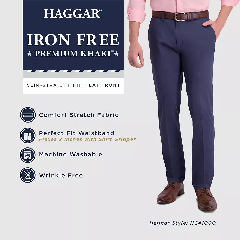 Men's Haggar® Iron Free Premium Khaki™ Slim-Straight Fit Flat Front Perfect Fit Waistband Casual Pant 8 Men's Haggar® Iron Free Premium Khaki™ Slim-Straight Fit Flat Front Perfect Fit Waistband Casual Pant - Image 6
