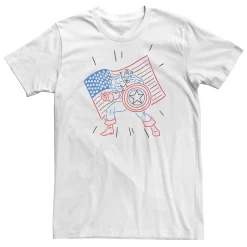Licensed Character Men's Marvel Captain America Red White Blue Doodle Tee