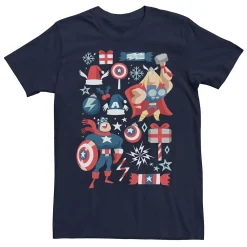 Licensed Character Men's Marvel Avengers Thor & Captain America Holiday Tee