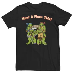 Licensed Character Men's Teenage Mutant Ninja Turtles Want A Pizza This Text Tee