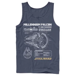 Licensed Character Men's Star Wars Gold Millennium Falcon Schematics Tank
