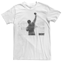 Licensed Character Men's Rocky Fist Raise Grey Scale Movie Poster Graphic Tee