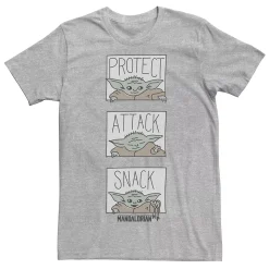 Men's Star Wars The Mandalorian The Child Protect Attack Snack Tee