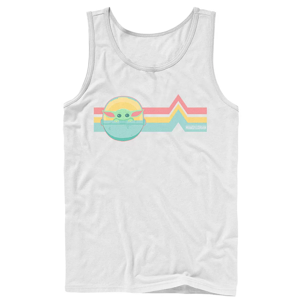 Licensed Character Men's Star Wars The Mandalorian The Child Rainbow Chest Lines Tank 3 Licensed Character Men's Star Wars The Mandalorian The Child Rainbow Chest Lines Tank