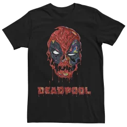 Men's Marvel Deadpool Melting Head And Logo Tee