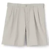 Men's Lands' End Classic-Fit 9-inch Pleated No-Iron Chino Shorts -Haggar Sales 4545450 Light Stone