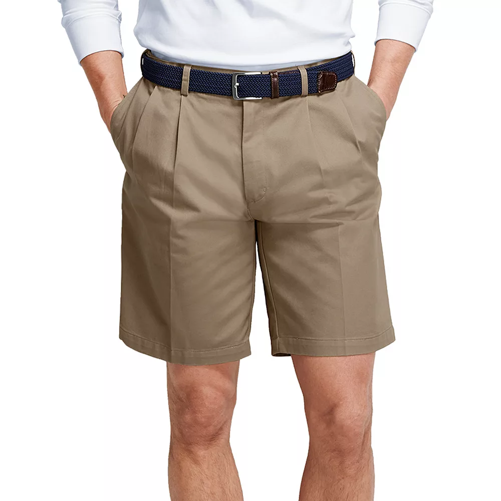 Men's Lands' End Comfort Waist 9-inch No-Iron Pleated Chino Shorts 6 Men's Lands' End Comfort Waist 9-inch No-Iron Pleated Chino Shorts - Image 4