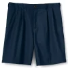 Men's Lands' End Comfort Waist 9-inch No-Iron Pleated Chino Shorts -Haggar Sales 4545456 Radiant Navy