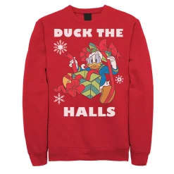 Licensed Character Men's Disney Donald Duck The Halls Christmas Portrait Sweatshirt