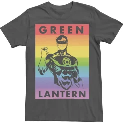 Licensed Character Men's DC Comics Pride Green Lantern Rainbow Portrait Tee