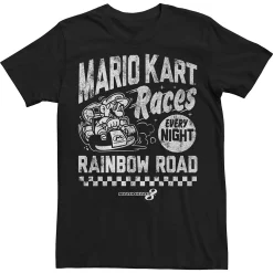 Licensed Character Men's Nintendo Race Nights Gaming Logo Text Tee