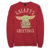 Licensed Character Men's Star Wars The Mandalorian The Child Galaxy's Greetings Text Sweatshirt -Haggar Sales 4841354