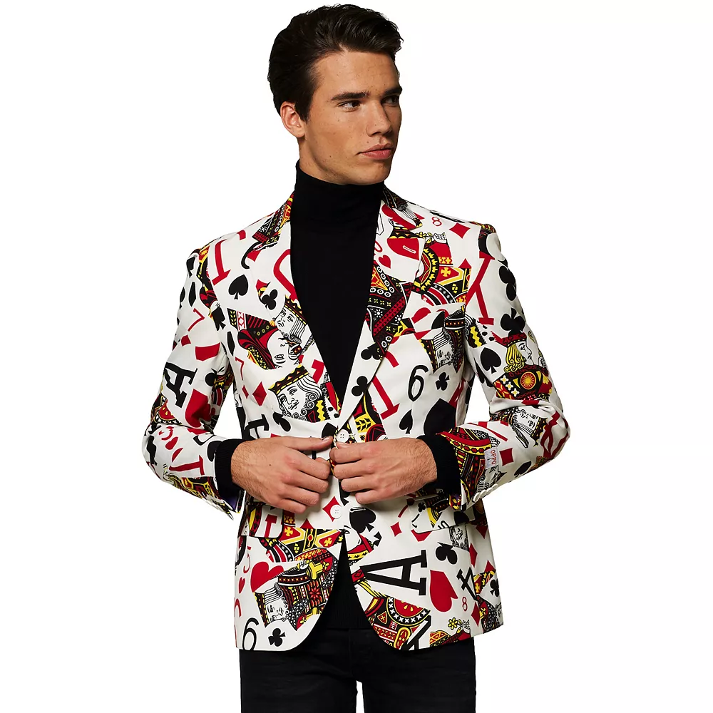 Men's OppoSuits Slim-Fit King Of Clubs Poker Cards Blazer 3 Men's OppoSuits Slim-Fit King Of Clubs Poker Cards Blazer