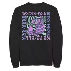 Licensed Character Men's Disney Alice In Wonderland Cheshire Cat We're All Mad Box Up Sweatshirt