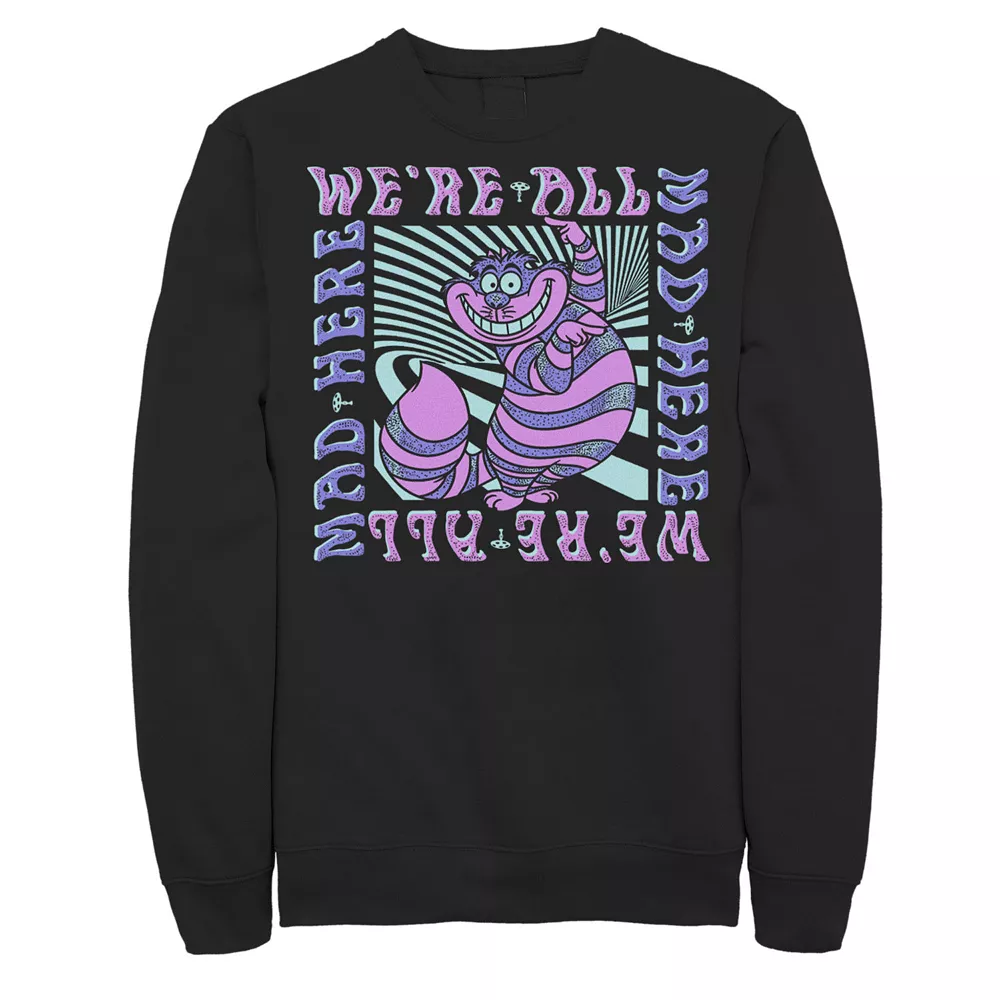 Licensed Character Men's Disney Alice In Wonderland Cheshire Cat We're All Mad Box Up Sweatshirt 3 Licensed Character Men's Disney Alice In Wonderland Cheshire Cat We're All Mad Box Up Sweatshirt