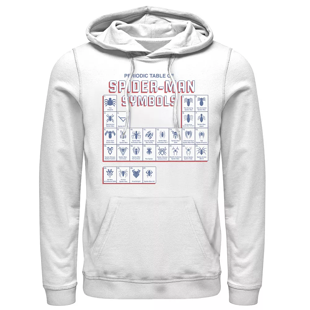 Licensed Character Men's Marvel Spider-Man Periodic Table Of Spider-Man Symbols Hoodie 3 Licensed Character Men's Marvel Spider-Man Periodic Table Of Spider-Man Symbols Hoodie