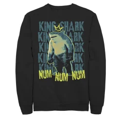 Licensed Character Men's The Suicide Squad King Shark Word Stack Sweatshirt