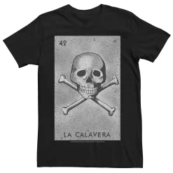 Licensed Character Men's Loteria La Calavera Greyscale Card Tee