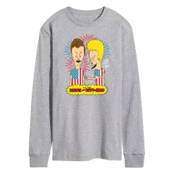 Licensed Character Men's Beavis And Butthead USA Firework Long Sleeve Tee