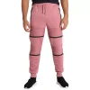 Vibes Men's Fleece Jogger Pants Double Moto Patch & Zipper Knee Trim Rib Cuff & Waist -Haggar Sales 6203459 Dusty Rose